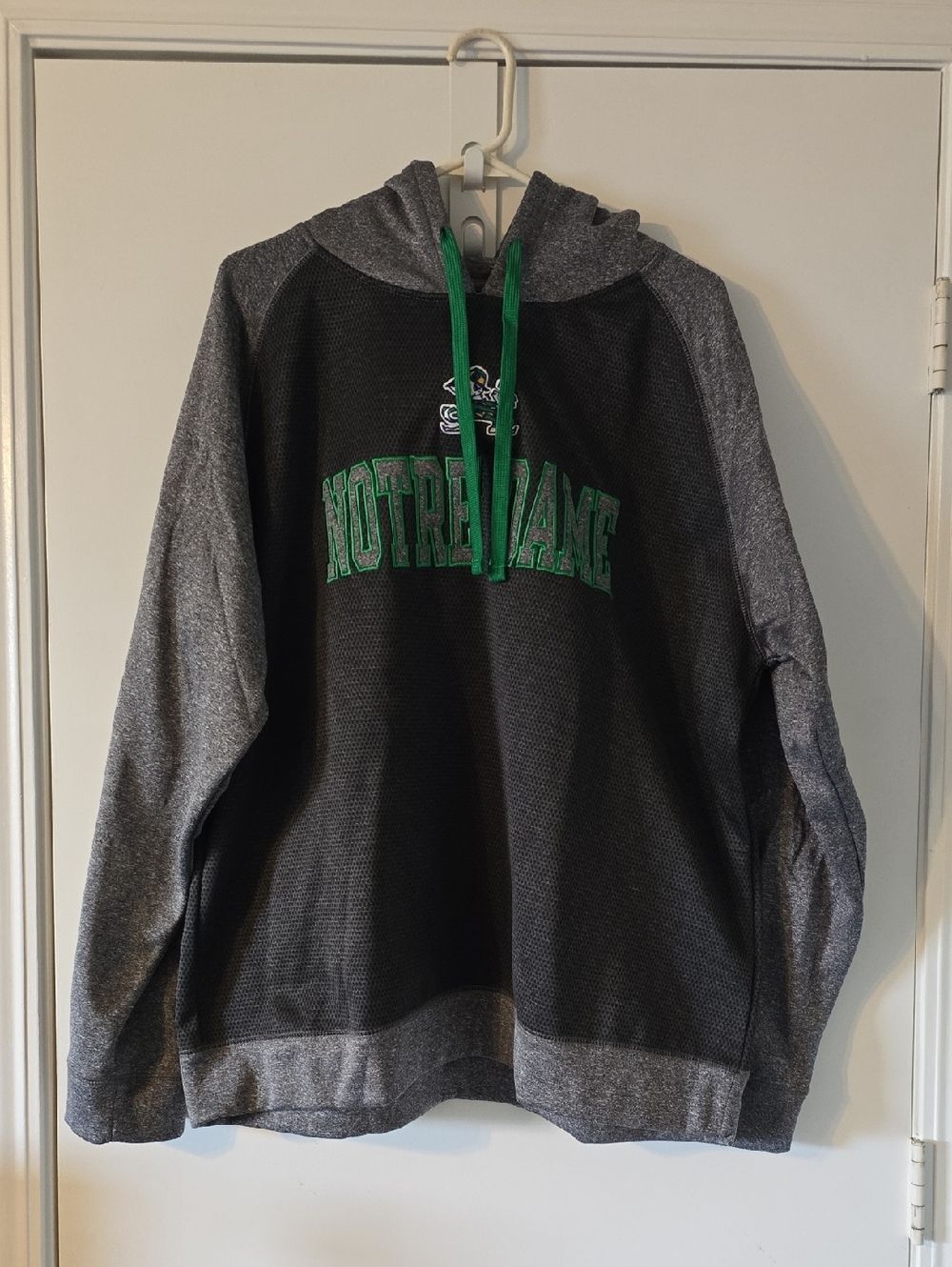 Pro Edge Black & Gray Notre Dame Pullover Hoodie with Green Accents